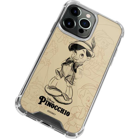 Disney Pinocchio Sketches Portrait iPhone 13 Pro Max Clear Case